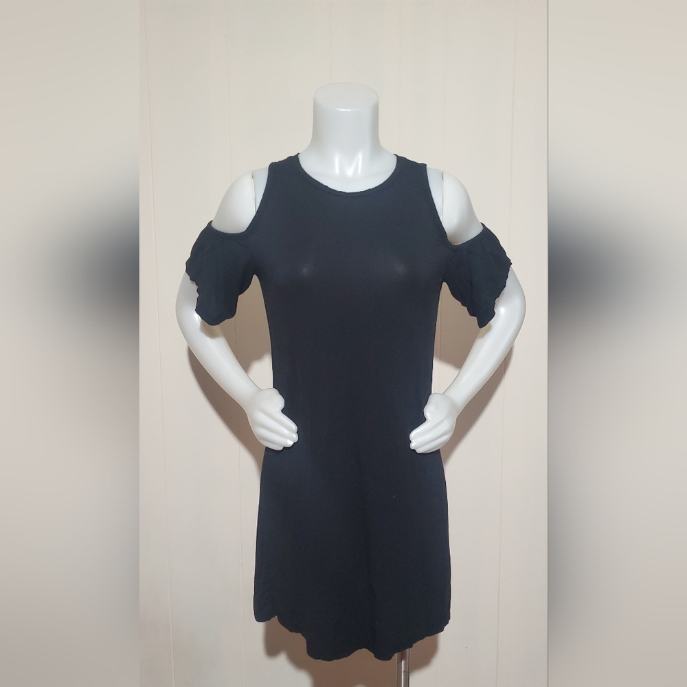 Black Cold Shoulder Mini Sheath Dress